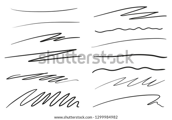 Hand drawn lettering underlines on white. Abstract\
backgrounds with array of lines. Stroke chaotic patterns. Black and\
white illustration. Sketchy elements for posters and\
flyers
