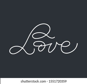 “Love” hand drawn lettering. Vector drawn art sign.  Valentine's Day poster card. Word for logotype, badge, icon, card, postcard, logo, banner, tag. 