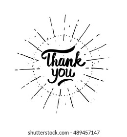 hand drawn lettering, vintage style text Thank You, retro stamp vignette