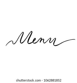 Hand drawn lettering for wedding stationary, for cards and invitations with words: menu.