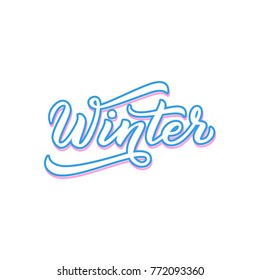 Hand drawn lettering winter. Hello winter print for design, card.