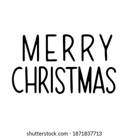 Hand drawn lettering to winter holiday. Merry Christmas hand drawn lettering. lettering - Merry Christmas. Vector illustration, isolated on white