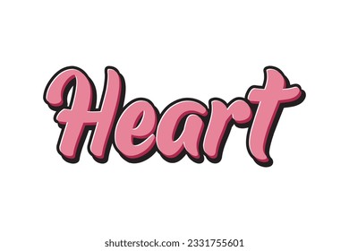 Hand drawn lettering of the word Heart. Vector calligraphy.text effect