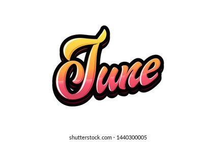 Hand Drawn Lettering Word June Bright Stock Vector (Royalty Free ...