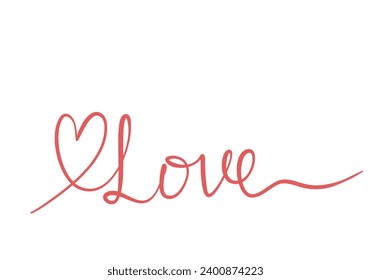 Hand drawn lettering of word LOVE, vector illustration.