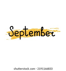 Hand drawn lettering word September. Cute banner