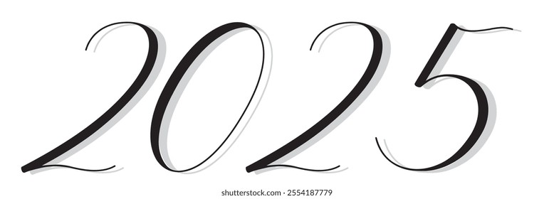 hand drawn lettering writing text 2025. vector illustration. 333