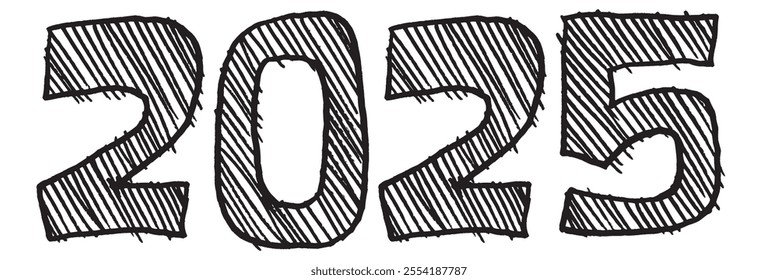 hand drawn lettering writing text 2025. vector illustration. 333