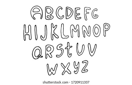 Hand drawn letters ABC isolated on white background. Hand drawn font font, funky and grunge alphabet, vector illustration graphic. Spring illustration