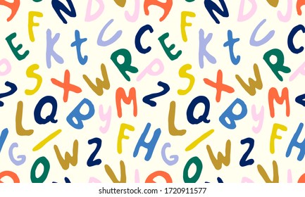 Hand drawn letters ABC isolated on white background. Hand drawn font font, funky and grunge alphabet, vector illustration graphic. Spring illustration