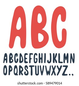 Hand drawn letters of the alphabet. Scribble font ABC. Vector illustration on white background