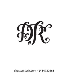 Hand drawn letters D and R for wedding logo monogram design on white background