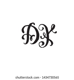 Hand drawn letters D and Y for wedding logo monogram design on white background