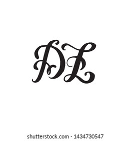 Hand drawn letters D and Z for wedding logo monogram design on white background