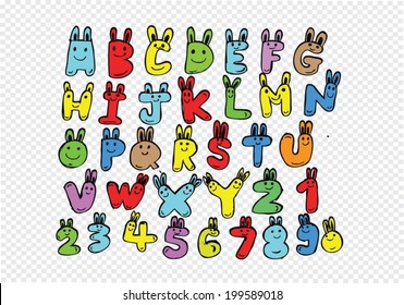 Hand drawn letters font written with a pen