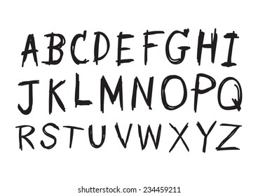 Hand drawn letters font written with a pen 