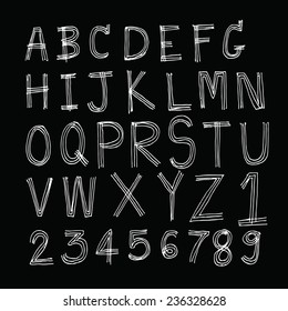 Hand drawn letters font written with a pen