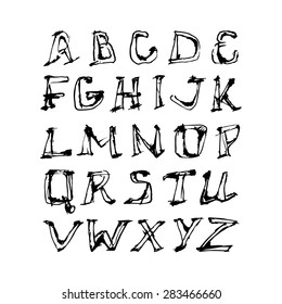 hand drawn letters of latin alphabet