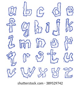 hand drawn letters of latin alphabet