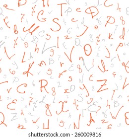 hand drawn letters and numbers. school seamless pattern