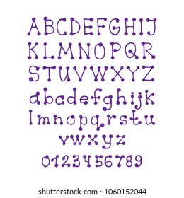 Hand drawn letters and numbers set. Handwritten vector alphabet isolated on white background. Trendy design element.