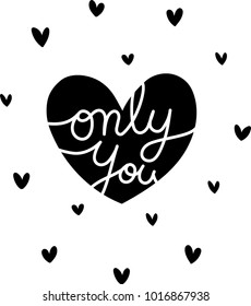  hand drawn letters only you clip-art. 