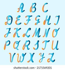 Letras dibujadas a mano con gradiente azul naranja