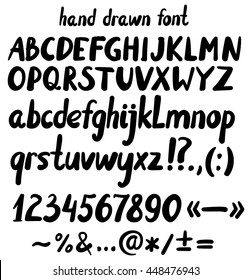 Hand Drawn Letters, Punctuation, Numbers And  Mathematical Signs, Alphabet, Font