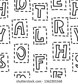 Hand drawn letters seamless pattern. Vector