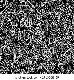 Patrón sin fisuras de las letras dibujadas a mano. Vector de letras geométricas del alfabeto. 3 quinquies fuente alfabética isométrica.