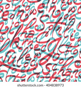 Hand drawn letters seamless pattern. Vector illustration