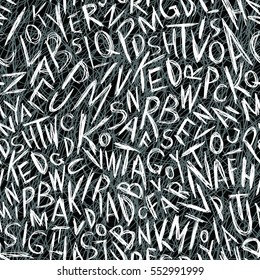 Hand drawn letters seamless pattern.