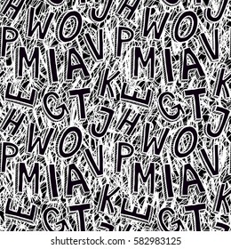 Hand drawn letters seamless pattern.