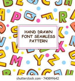 Hand Drawn Letters Seamless Pattern or Alphabet background vector illustration eps.10