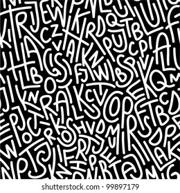 Hand Drawn Letters Seamless Pattern.