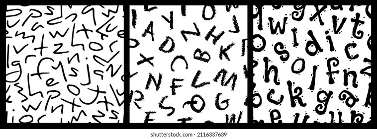 Letras dibujadas a mano con un patrón impecable.Impresión gráfica sobre la ropa.Ilustración vectorial.