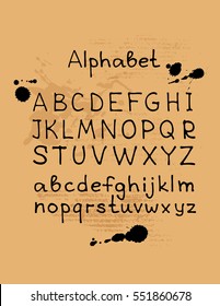 Hand drawn letters set. Handwritten vector alphabet isolated on white background. Ink illustration. Trendy design element.