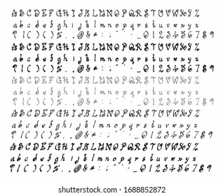 Conjunto de alfabetos vectoriales de letras dibujadas a mano
