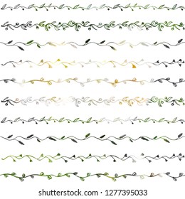 Hand drawn liana floral pattern. Color foliage plant decoration vector on white background