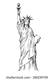 Hand drawn Liberty statue - vector