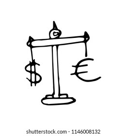 Hand Drawn libra doodle. Sketch style icon. Decoration element. Isolated on white background. Flat design. Vector illustration.