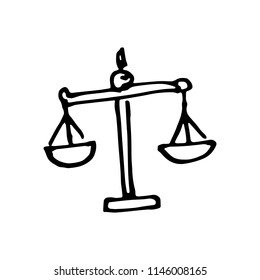 Hand Drawn libra doodle. Sketch style icon. Decoration element. Isolated on white background. Flat design. Vector illustration.