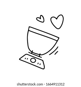 Hand drawn libra, hearts doodle vector illustration isolated on white background. Black outline symbols. Design for greeting cards, scrapbooking, textile, wrapping paper, cafe, restaurant 