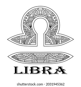 Hand drawn of Libra in zentangle style