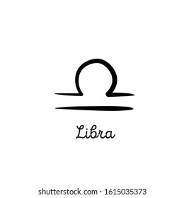 Hand drawn libra zodiac illustration. Simple line libra zodiac icon. Zodiac vector symbol. Hand drawing libra sign