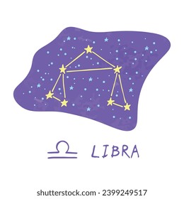 Hand drawn libra zodiac sign Esoteric symbol doodle Astrology clipart Element for design