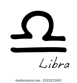 Hand drawn libra zodiac sign Esoteric symbol doodle Astrology clipart Element for design