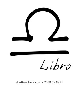 Hand drawn libra zodiac sign Esoteric symbol doodle Astrology clipart Element for design