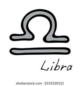 Hand drawn libra zodiac sign Esoteric symbol doodle Astrology clipart Element for design