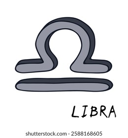 Hand drawn libra zodiac sign Esoteric symbol doodle Astrology clipart Element for design